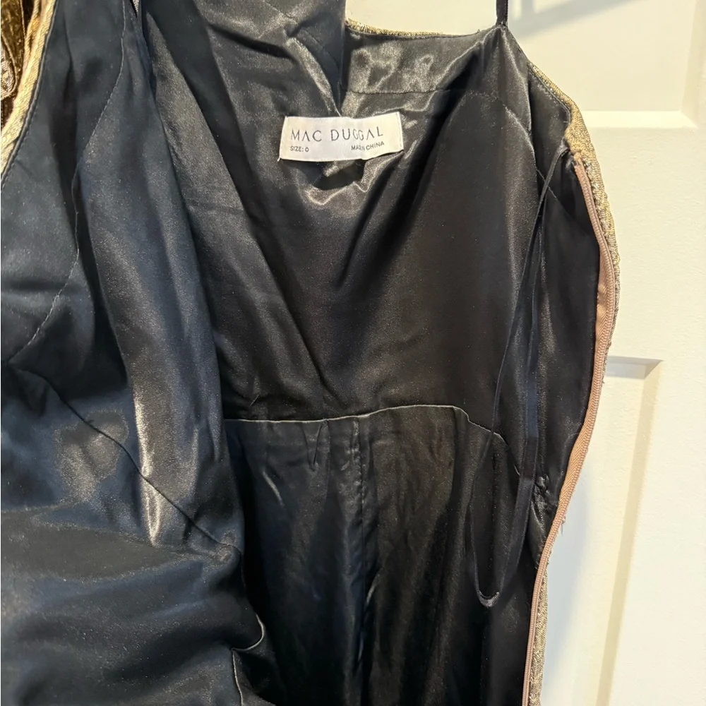 Mac Duggal Gold One Shoulder Dress - Picture 5 of 10